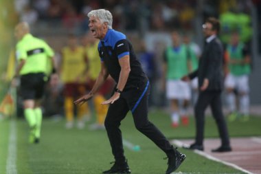 Rome, İtalya - 27 Ağustos 2018: Stadio Olimpico, Roma, İtalya. Serie A: A.S. Roma V Atalanta Roma Stadio Olimpico arasında eylem sırasında İtalyan Serie A eşleme