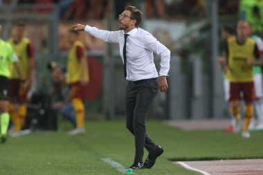 Rome, İtalya - 27 Ağustos 2018: Stadio Olimpico, Roma, İtalya. Serie A: Esuebio Di Francesco A.S. Roma V Atalanta Roma Stadio Olimpico İtalyan Serie A maçı sırasında eylem