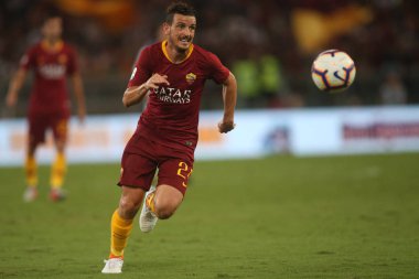 Rome, İtalya - 27 Ağustos 2018: Stadio Olimpico, Roma, İtalya. Serie A: Florenzi A.S. Roma V Atalanta Roma Stadio Olimpico İtalyan Serie A maçı sırasında eylem