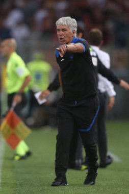 Rome, İtalya - 27 Ağustos 2018: Stadio Olimpico, Roma, İtalya. Serie A:Gasperini A.S. Roma V Atalanta Roma Stadio Olimpico İtalyan Serie A maçı sırasında eylem