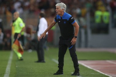 Rome, İtalya - 27 Ağustos 2018: Stadio Olimpico, Roma, İtalya. Serie A: Gasperini A.S. Roma V Atalanta Roma Stadio Olimpico İtalyan Serie A maçı sırasında eylem