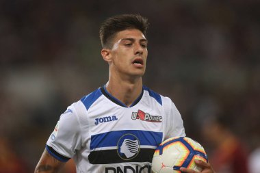 Rome, İtalya - 27 Ağustos 2018: Stadio Olimpico, Roma, İtalya. Serie A:Rigoni A.S. Roma V Atalanta Roma Stadio Olimpico İtalyan Serie A maçı sırasında eylem
