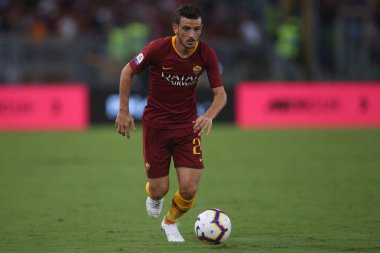 Rome, İtalya - 27 Ağustos 2018: Stadio Olimpico, Roma, İtalya. Serie A: Alessandro Florenzi A.S. Roma V Atalanta Roma Stadio Olimpico İtalyan Serie A maçı sırasında eylem
