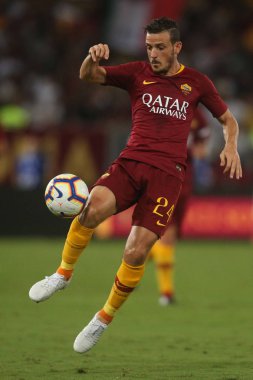 Rome, İtalya - 27 Ağustos 2018: Stadio Olimpico, Roma, İtalya. Serie A: Alessandro Florenzi A.S. Roma V Atalanta Roma Stadio Olimpico İtalyan Serie A maçı sırasında eylem