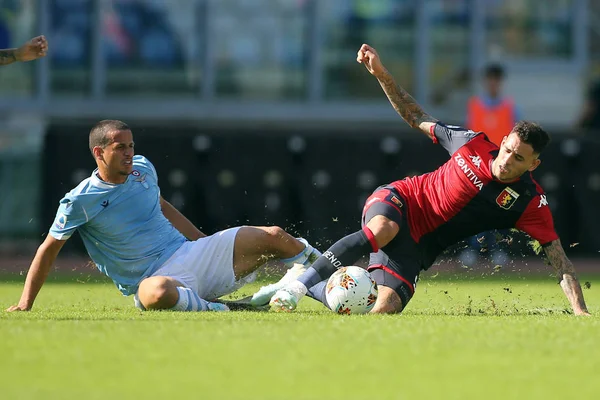 GENOA, ITALY - AUGUST 29: Adam Ounas of SSC Napoli competes for