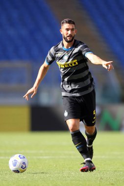 Roma, İtalya - 04 / 10 / 2020: R.Gagliardini (Inter) İtalyan Serisi A Ligi 20 / 21 futbol karşılaşmasında SS Lazio ile FC Inter arasında Roma Olimpiyat Stadyumu 'nda oynanan karşılaşmada