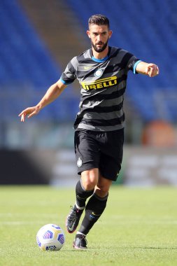 Roma, İtalya - 04 / 10 / 2020: R.Gagliardini (Inter) İtalyan Serisi A Ligi 20 / 21 futbol karşılaşmasında SS Lazio ile FC Inter arasında Roma Olimpiyat Stadyumu 'nda oynanan karşılaşmada
