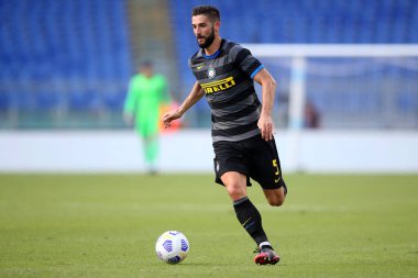 Roma, İtalya - 04 / 10 / 2020: R.Gagliardini (Inter) İtalyan Serisi A Ligi 20 / 21 futbol karşılaşmasında SS Lazio ile FC Inter arasında Roma Olimpiyat Stadyumu 'nda oynanan karşılaşmada