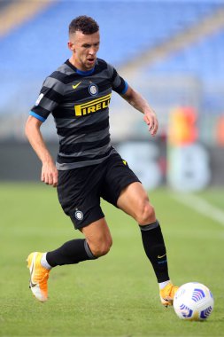 Roma, İtalya - 04 / 10 / 2020: I. Perisiç (inter) İtalyan Serisi A Ligi 20 / 21 futbol karşılaşmasında SS Lazio ile FC Inter arasında Roma Olimpiyat Stadyumu 'nda oynanan karşılaşmada