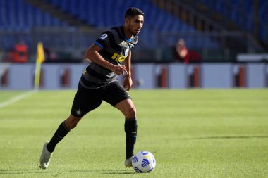 Roma, İtalya - 04 / 10 / 2020: A.Hakimi (Inter) İtalya Serisi 20 / 21 futbol karşılaşmasında SS Lazio ile FC Inter arasında Roma Olimpiyat Stadyumu 'nda oynanacak.