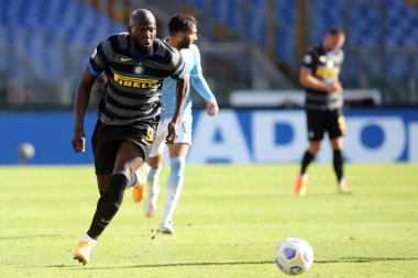 Roma, İtalya - 04 / 10 / 2020: R.Lukaku (Inter) İtalya Serisi 'nde SS Lazio ile FC Inter arasında oynanan 20 / 21' lik futbol karşılaşmasında Roma Olimpiyat Stadyumu 'nda görev aldı.