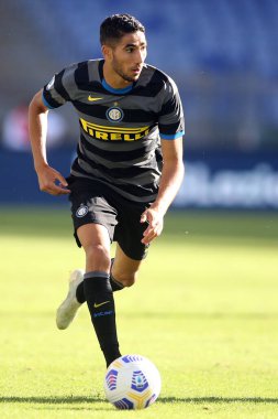 Roma, İtalya - 04 / 10 / 2020: A.Hakimi (Inter) İtalya Serisi 20 / 21 futbol karşılaşmasında SS Lazio ile FC Inter arasında Roma Olimpiyat Stadyumu 'nda oynanacak.