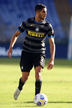 Roma, İtalya - 04 / 10 / 2020: A.Hakimi (Inter) İtalya Serisi 20 / 21 futbol karşılaşmasında SS Lazio ile FC Inter arasında Roma Olimpiyat Stadyumu 'nda oynanacak.