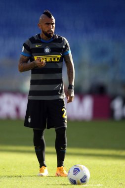 Roma, İtalya - 04 / 10 / 2020: A.Vidal (Inter) İtalya Serisi 20 / 21 futbol karşılaşmasında SS Lazio ile FC Inter arasında Roma Olimpiyat Stadyumu 'nda oynanacak.