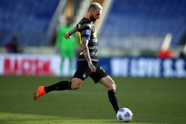 Roma, İtalya - 04 / 10 / 2020: M.Brozoviç (Inter) İtalya Serisi 20 / 21 futbol karşılaşmasında SS Lazio ile FC Inter arasında Roma Olimpiyat Stadyumu 'nda oynanan karşılaşmada