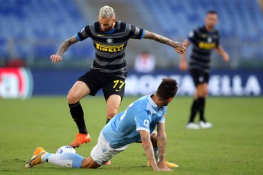 Roma, İtalya - 04 / 10 / 2020: M.Brozoviç (Inter) İtalya Serisi 20 / 21 futbol karşılaşmasında SS Lazio ile FC Inter arasında Roma Olimpiyat Stadyumu 'nda oynanan karşılaşmada