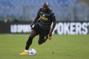 Roma, İtalya - 04 / 10 / 2020: R.Lukaku (Inter) İtalya Serisi 'nde SS Lazio ile FC Inter arasında oynanan 20 / 21' lik futbol karşılaşmasında Roma Olimpiyat Stadyumu 'nda görev aldı.
