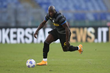 Roma, İtalya - 04 / 10 / 2020: R.Lukaku (Inter) İtalya Serisi 'nde SS Lazio ile FC Inter arasında oynanan 20 / 21' lik futbol karşılaşmasında Roma Olimpiyat Stadyumu 'nda görev aldı.