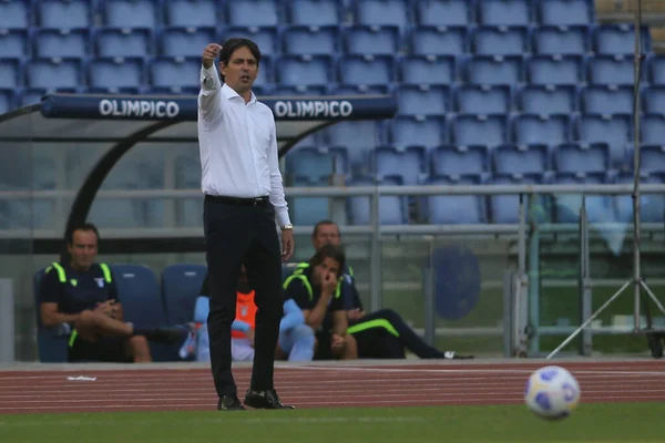 Rzym Włochy 2020 Simone Inzaghi Lazio Akcji Podczas Włoskiej Ligi — Zdjęcie stockowe