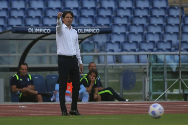 Roma Itália 2020 Simone Inzaghi Lazio Ação Durante Jogo Futebol — Fotografia de Stock