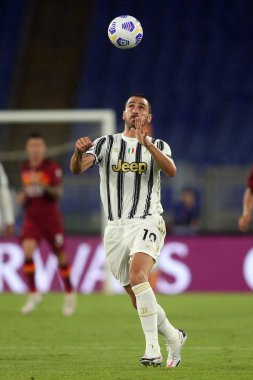 Roma, İtalya - 27 / 09 / 2020: L.BONUCCI (JUVENTUS) İtalyan Serie A ligi 20 / 21 'de Roma ve FC Juventus arasında Roma Olimpiyat Stadyumu' nda oynanan karşılaşmada