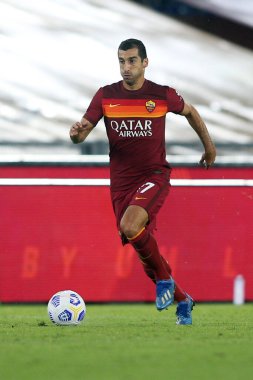 Roma, İtalya - 27 / 09 / 2020: H. Mikhitaryan (AS ROMA), Roma 'daki Olimpiyat Stadyumu' ndaki As Roma ve FC Juventus arasında oynanan İtalya Serie A Ligi 20 / 21 futbol karşılaşmasında görev aldı.