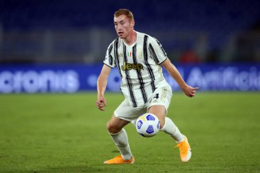 Roma, İtalya - 27 / 09 / 2020: D.KULUSEVSKI (JUVENTUS) İtalyan Serisi A ligi 20 / 21 futbol karşılaşması sırasında Roma 'daki Olimpiyat Stadyumu' nda As Roma ve FC Juventus arasında başladı.