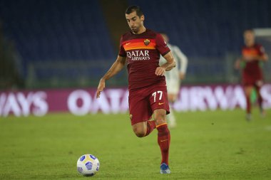Roma, İtalya - 27 / 09 / 2020: H. Mikhitaryan (AS ROMA), Roma 'daki Olimpiyat Stadyumu' ndaki As Roma ve FC Juventus arasında oynanan İtalya Serie A Ligi 20 / 21 futbol karşılaşmasında görev aldı.
