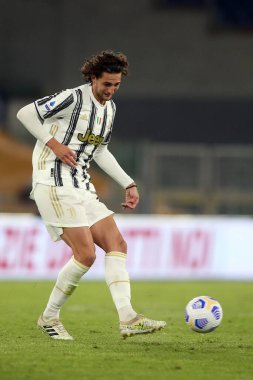 Roma, İtalya - 27 / 09 / 2020: A.RABIOT (JUVENTUS) İtalyan Serie A ligi 20 / 21 futbol karşılaşması sırasında Roma 'daki Olimpiyat Stadyumu' nda As Roma ve FC Juventus arasında başladı