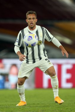 Roma, İtalya - 27 / 09 / 2020: H.ARTHUR (JUVENTUS) İtalya Serie A Ligi 'nde Roma' daki Olimpiyat Stadyumu 'nda As Roma ve FC Juventus arasında oynanan 20 / 21 futbol maçı sırasında faaliyet gösterdi.