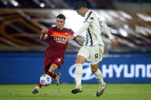 Roma Italia 2020 Morata Juventus Acción Durante Partido Fútbol Italiano —  Fotos de Stock