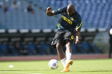 Roma, İtalya - 04 / 10 / 2020: R.Lukaku (İnter) İtalya Serisi 20 / 21 futbol karşılaşması öncesinde SS Lazio ile FC Inter arasında Roma Olimpiyat Stadyumu 'nda oynanan karşılaşma.