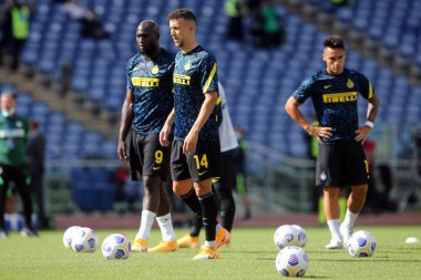 Roma, İtalya - 04 / 10 / 2020: I. Perisiç (inter) İtalya Serisi 20 / 21 futbol karşılaşması öncesinde SS Lazio ile FC Inter arasında Roma Olimpiyat Stadyumu 'nda oynanan karşılaşma
