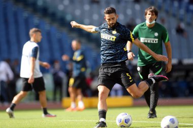 Roma, İtalya - 04 / 10 / 2020: R.Gagliardini (İnter) İtalya Serisi 20 / 21 futbol karşılaşması öncesinde SS Lazio ile FC Inter arasında Roma Olimpiyat Stadyumu 'nda oynanan karşılaşma