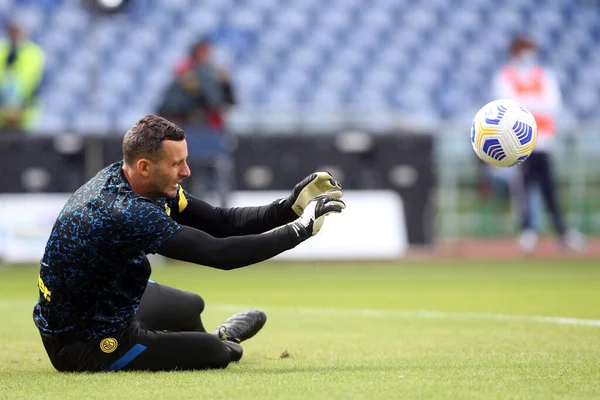 Roma Italia 2020 Handanovic Inter Entrenando Antes Del Partido Fútbol — Foto de Stock