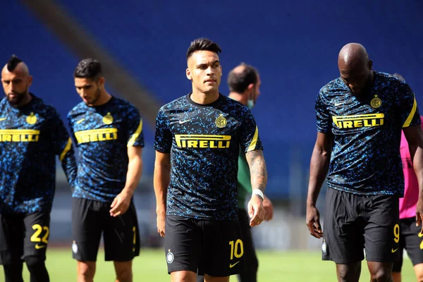 Рим Италия 2020 Lautaro Martinez Inter Lukaku Inter Training Italian — стоковое фото