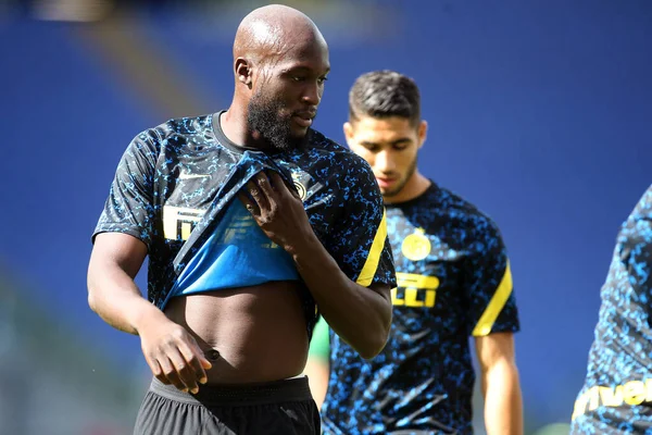 Rome Italië 2020 Lukaku Inter Training Voor Italiaanse Serie Competitie — Stockfoto