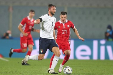 Florence 07 / 10 / 2020: BRYAN CRISTANTE (ITALY), Floransa 'daki Artemio Franchi stadyumunda İtalya ile Moldova arasında oynanan dostluk maçı sırasında.
