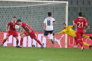 Florence 07 / 10 / 2020: Floransa 'daki Artemio Franchi stadyumunda İtalya ile Moldova arasında oynanan dostluk maçı sırasında.