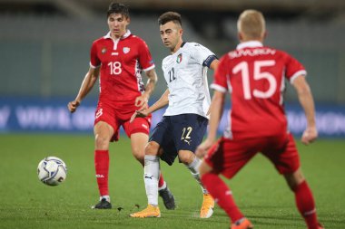 Florence 07 / 10 / 2020: EL SHAARAWY, Floransa 'daki Artemio Franchi stadyumunda İtalya ile Moldova arasında oynanan dostluk maçı sırasında eylem halinde.