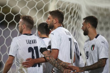 Florence 07 / 10 / 2020: Floransa 'daki Artemio Franchi stadyumunda İtalya ile Moldova arasında oynanan dostluk karşılaşmasında DOMENICO BERARDI (İTALYA) skor yaptı.