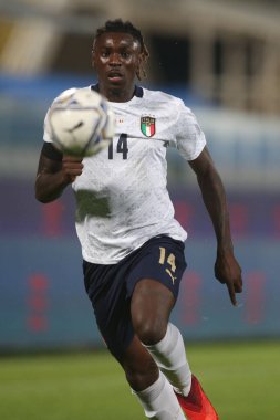 Florence 07 / 10 / 2020: Floransa 'daki Artemio Franchi stadyumunda İtalya ile Moldova arasında oynanan dostluk karşılaşmasında MOISE KEAN (ITALY) eylem halinde.