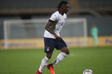 Florence 07 / 10 / 2020: Floransa 'daki Artemio Franchi stadyumunda İtalya ile Moldova arasında oynanan dostluk karşılaşmasında MOISE KEAN (ITALY) eylem halinde.