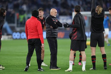 Roma, İtalya 01.03.2024: İtalyan Serie A TIM 2023-2024 futbol karşılaşmasında Stefano Pioli teknik direktörü Milan Roma Olimpiyat Stadyumu 'nda SS LAZIO' ya karşı AC MILAN.