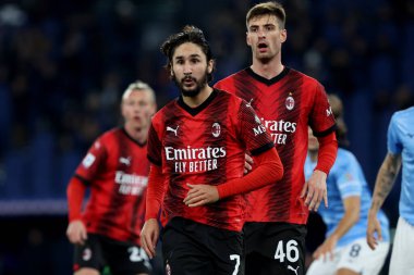 Roma, İtalya 01.03.2024: Milan 'dan Yacine Adli, İtalya Serisi A TIM 2023-2024 futbol karşılaşması sırasında Milan' dan Gabbia Roma Olimpiyat Stadyumu 'nda SS LAZIO' ya karşı AC MILAN.