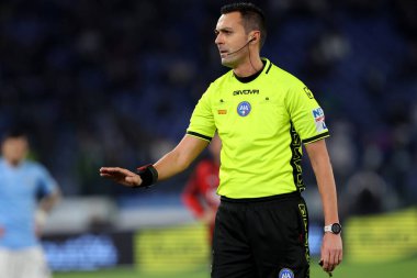 Roma, İtalya 01.03.2024: İtalyan Serisi A TIM 2023-2024 futbol karşılaşması sırasında Marco di bello Roma Olimpiyat Stadyumu 'nda SS LAZIO-AC MILAN' a karşı.