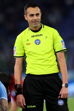 Roma, İtalya 01.03.2024: İtalyan Serisi A TIM 2023-2024 futbol karşılaşmasında hakem Marco Di Bello Roma Olimpiyat Stadyumu 'nda SS LAZIO' ya karşı AC MILAN.
