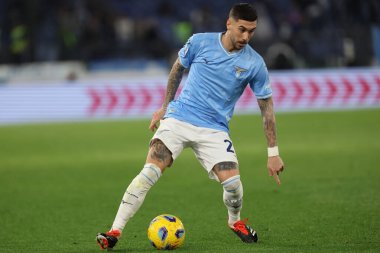 Roma, İtalya 01.03.2024: İtalyan Serie A TIM 2023-2024 futbol karşılaşması sırasında Lazio 'dan Mattia Zaccagni Roma Olimpiyat Stadyumu' nda SS LAZIO 'ya karşı AC MILAN.