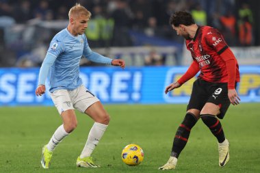Roma, İtalya 01.03.2024: İtalya Serisi A TIM 2023-2024 futbol karşılaşması sırasında Roma Olimpiyat Stadyumu 'nda SS LAZIO - AC MILAN karşılaşması.