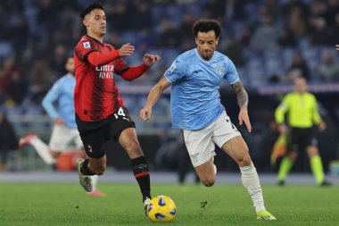 Roma, İtalya 01.03.2024: İtalya Serisi A TIM 2023-2024 futbol karşılaşması sırasında Roma Olimpiyat Stadyumu 'nda SS LAZIO - AC MILAN karşılaşması.